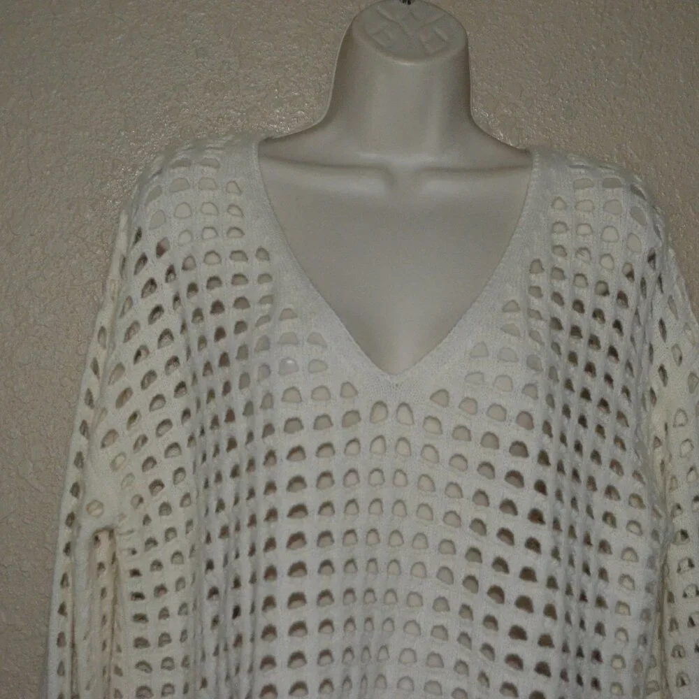 NWT $945 SABLYN Ivory Rumi Knit Cashmere V-Neck Long Sleeve Sweater